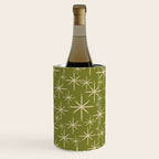 Stella - Retro Midcentury Modern Starbursts in Mid Mod Beige and Olive Green  Wine Chiller Gallery Image 1