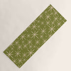 Stella - Retro Midcentury Modern Starbursts in Mid Mod Beige and Olive Green  Yoga Mat Gallery Image 1