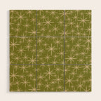 Stella - Retro Midcentury Modern Starbursts in Mid Mod Beige and Olive Green  Wood Wall Art Gallery Image 1