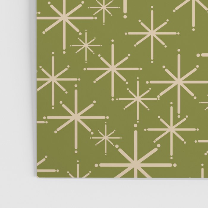 Stella - Retro Midcentury Modern Starbursts in Mid Mod Beige and Olive Green  Poster Gallery Image 3