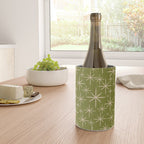 Stella - Retro Midcentury Modern Starbursts in Mid Mod Beige and Olive Green  Wine Chiller Gallery Image 4