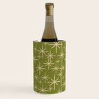 Stella - Retro Midcentury Modern Starbursts in Mid Mod Beige and Olive Green  Wine Chiller Gallery Image 2