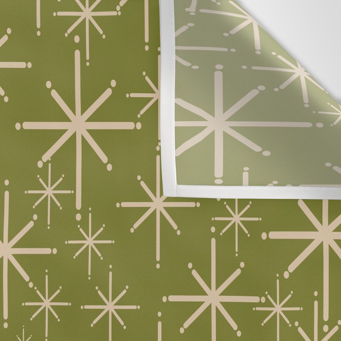 Stella - Retro Midcentury Modern Starbursts in Mid Mod Beige and Olive Green  Wall Tapestry Gallery Image 3