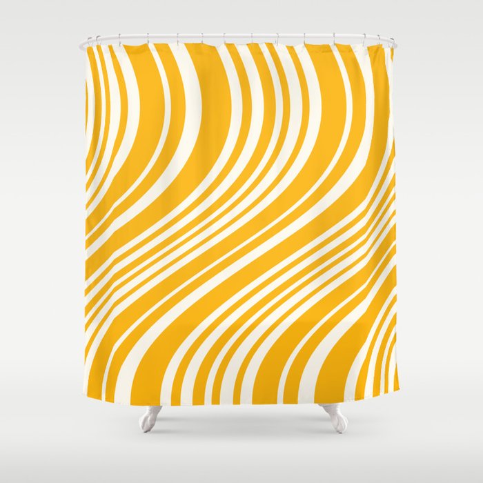 Wavy Stripes XLV - Golden Yellow Shower Curtain Gallery Image 1