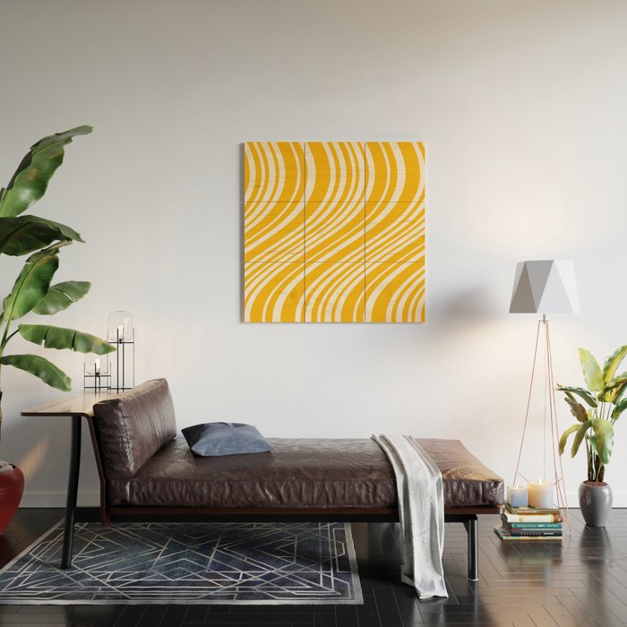 Wavy Stripes XLV - Golden Yellow Wood Wall Art Gallery Image 2