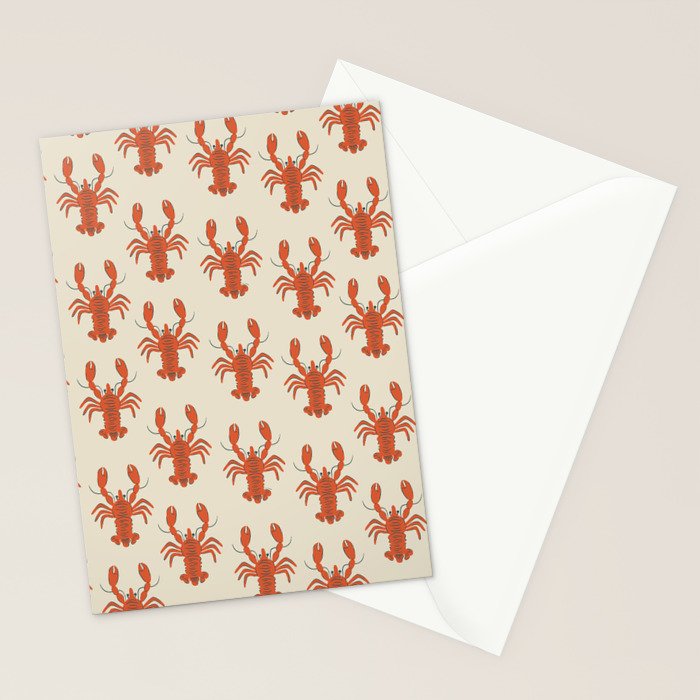 Coastal Lobsters Nautical Crustacean Stationery Card Gallery Image 2