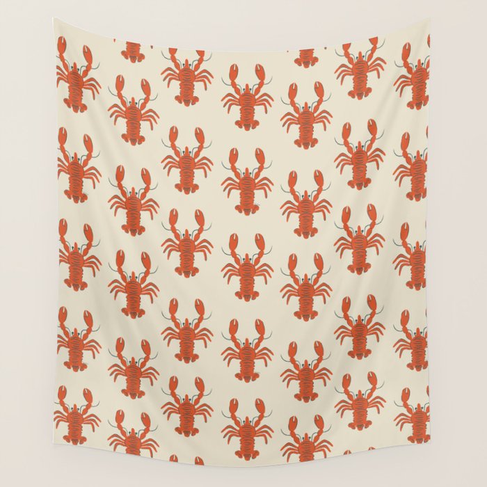 Coastal Lobsters Nautical Crustacean Wall Tapestry Gallery Image 1