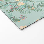 Chinoiserie Aqua Green Pastel Fresco Floral Garden Birds Oriental Botanical Welcome Mat Gallery Image 2