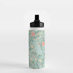 Chinoiserie Aqua Green Pastel Fresco Floral Garden Birds Oriental Botanical Water Bottle Gallery Image 2