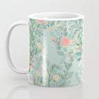 Chinoiserie Aqua Green Pastel Fresco Floral Garden Birds Oriental Botanical Coffee Mug Gallery Image 3
