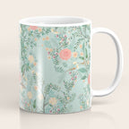 Chinoiserie Aqua Green Pastel Fresco Floral Garden Birds Oriental Botanical Coffee Mug Gallery Image 1