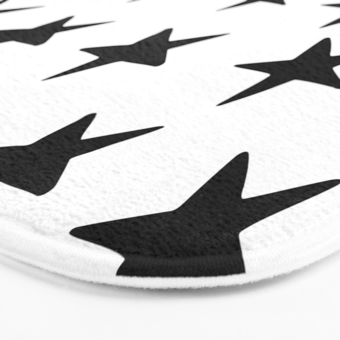 Star Pattern Black On White Bath Mat Gallery Image 3