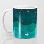 Starry Ocean, teal sailboat watercolor sea waves night Coffee Mug Gallery Image 3