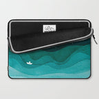 Starry Ocean, teal sailboat watercolor sea waves night Laptop Sleeve Gallery Image 2
