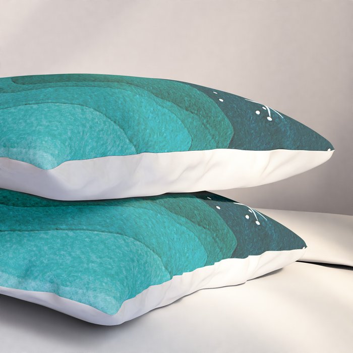Starry Ocean, teal sailboat watercolor sea waves night Pillow Sham Gallery Image 3