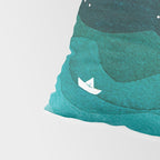 Starry Ocean, teal sailboat watercolor sea waves night Pillow Sham Gallery Image 4