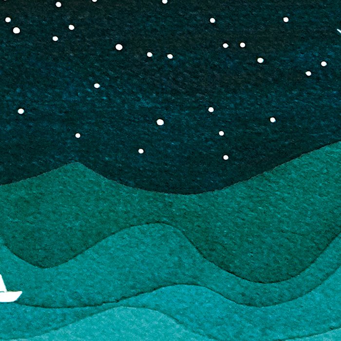 Starry Ocean, teal sailboat watercolor sea waves night Coffee Mug Gallery Image 2