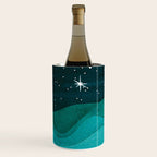 Starry Ocean, teal sailboat watercolor sea waves night Wine Chiller Gallery Image 3