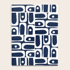 Mid Century Modern Piquet Abstract Multi Geometric Pattern in Nautical Navy Blue and White Notebook Gallery Image 4