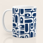 Mid Century Modern Piquet Abstract Multi Geometric Pattern in Nautical Navy Blue and White Coffee Mug Gallery Image 3