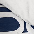 Mid Century Modern Piquet Abstract Multi Geometric Pattern in Nautical Navy Blue and White Comforter Gallery Image 4