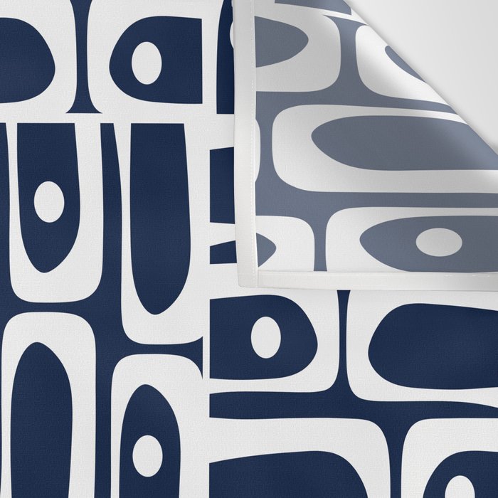 Mid Century Modern Piquet Abstract Multi Geometric Pattern in Nautical Navy Blue and White Wall Tapestry Gallery Image 3