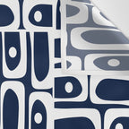 Mid Century Modern Piquet Abstract Multi Geometric Pattern in Nautical Navy Blue and White Wall Tapestry Gallery Image 3