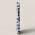 Mid Century Modern Piquet Abstract Multi Geometric Pattern in Nautical Navy Blue and White iPhone Case Gallery Image 2