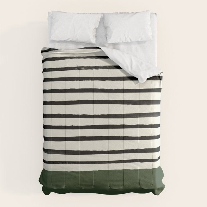 Forest Green x Stripes Comforter Gallery Image 1