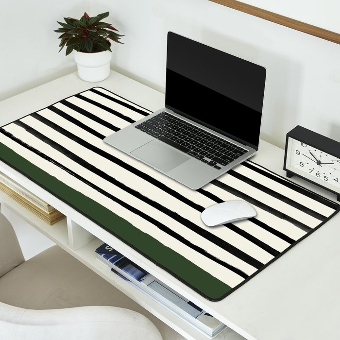 Forest Green x Stripes Desk Mat Gallery Image 2
