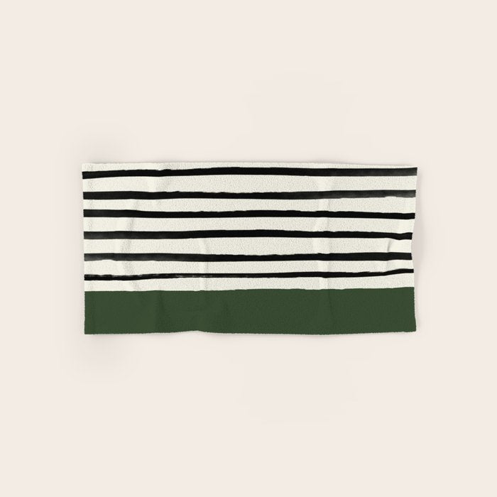 Forest Green x Stripes Bath Towel Gallery Image 1