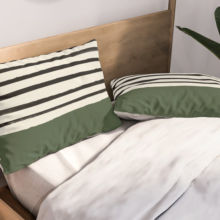 Forest Green x Stripes Pillow Sham Gallery Image 2