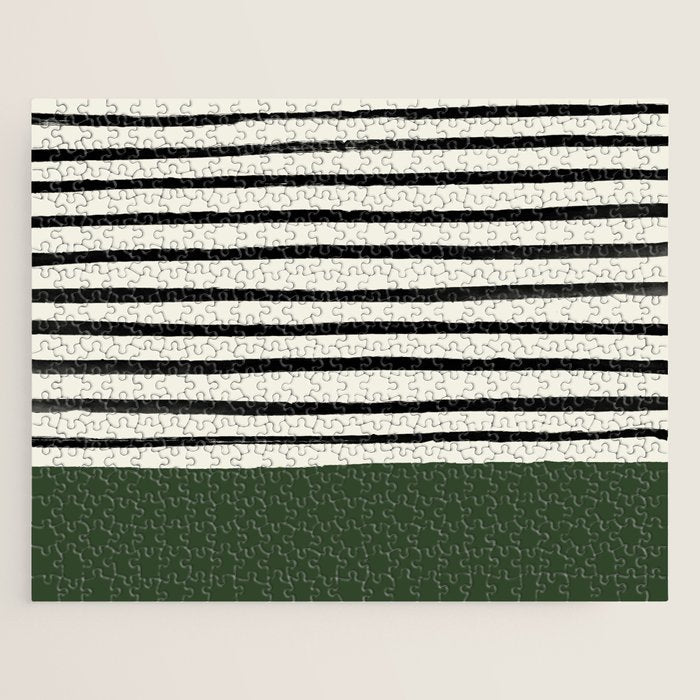 Forest Green x Stripes Jigsaw Puzzle Gallery Image 1