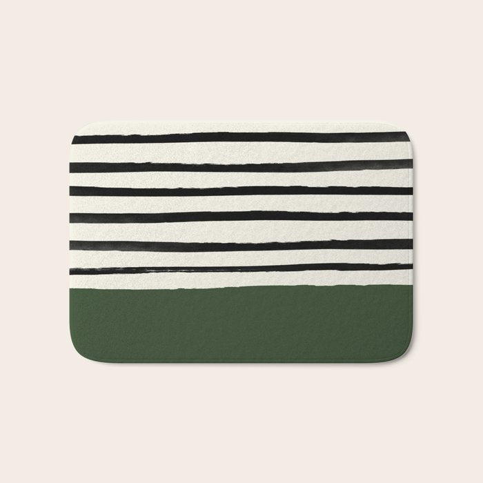 Forest Green x Stripes Bath Mat Gallery Image 1