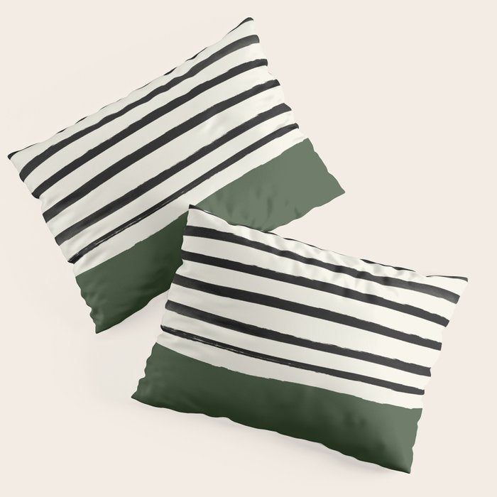 Forest Green x Stripes Pillow Sham Gallery Image 3