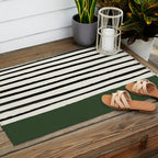 Forest Green x Stripes Outdoor Rug Gallery Image 2