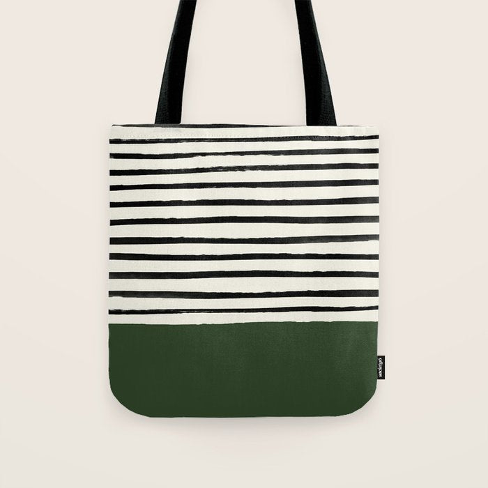 Forest Green x Stripes Tote Bag Gallery Image 1