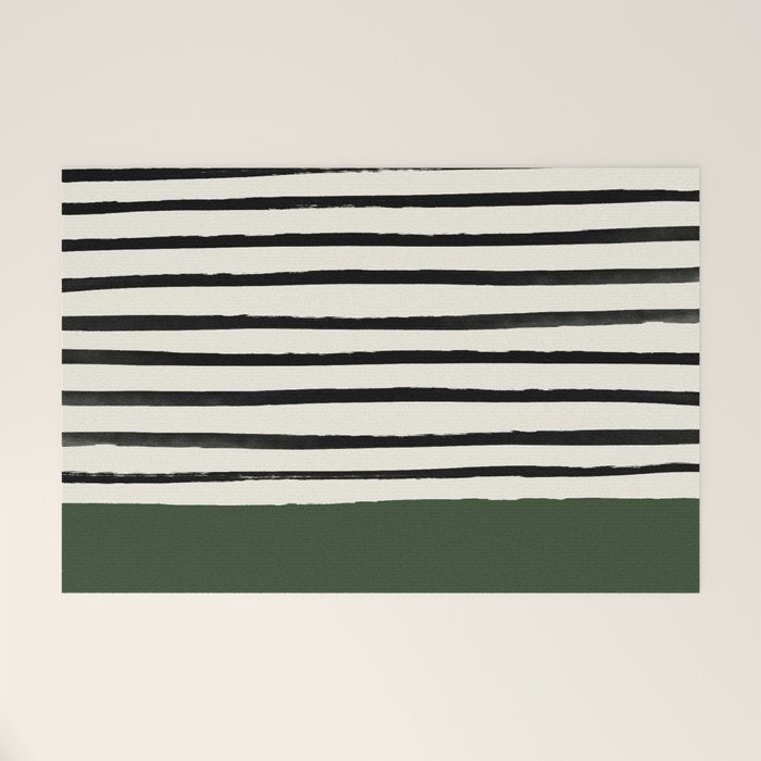Forest Green x Stripes Welcome Mat Gallery Image 1
