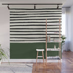 Forest Green x Stripes Wall Mural Gallery Image 1