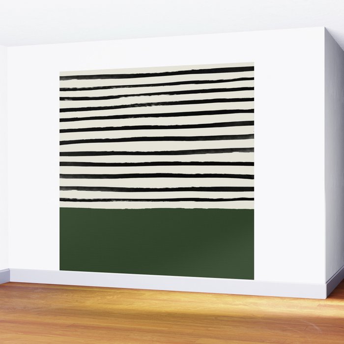Forest Green x Stripes Wall Mural Gallery Image 2