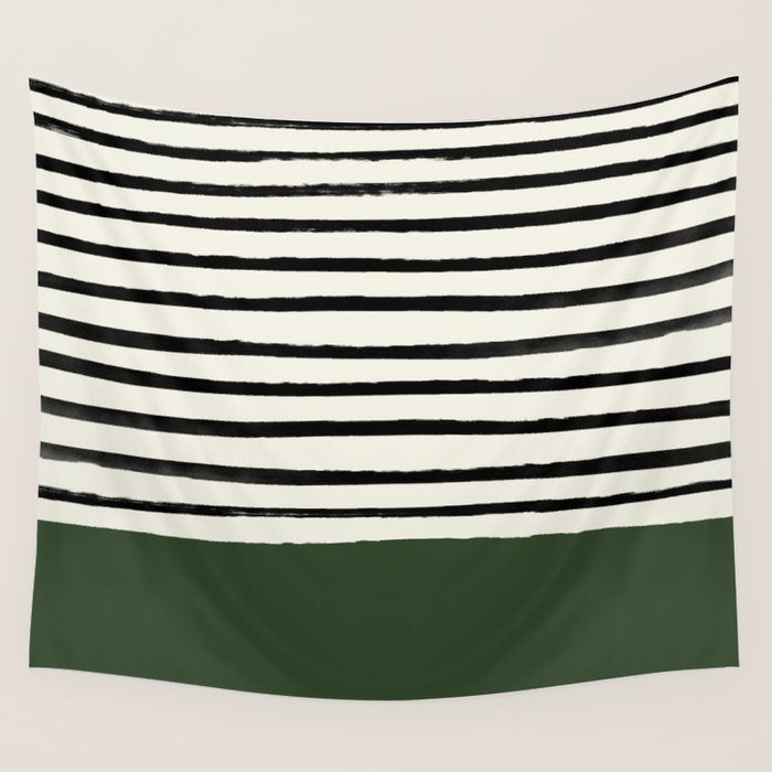 Forest Green x Stripes Wall Tapestry Gallery Image 1