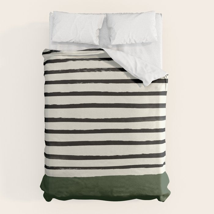 Forest Green x Stripes Duvet Cover