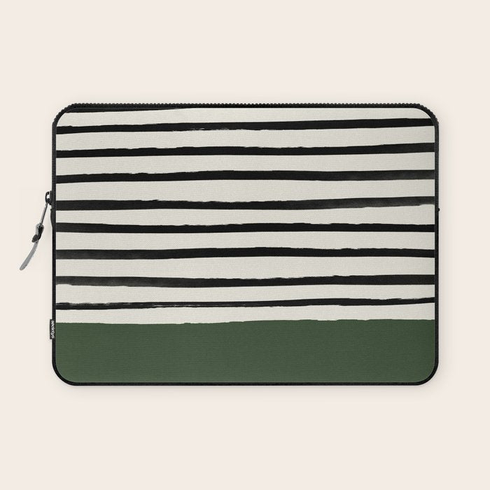 Forest Green x Stripes Laptop Sleeve Gallery Image 1