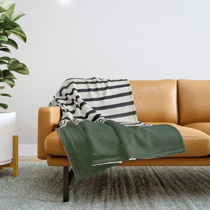 Forest Green x Stripes Throw Blanket Gallery Image 1