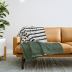 Forest Green x Stripes Throw Blanket Gallery Image 1