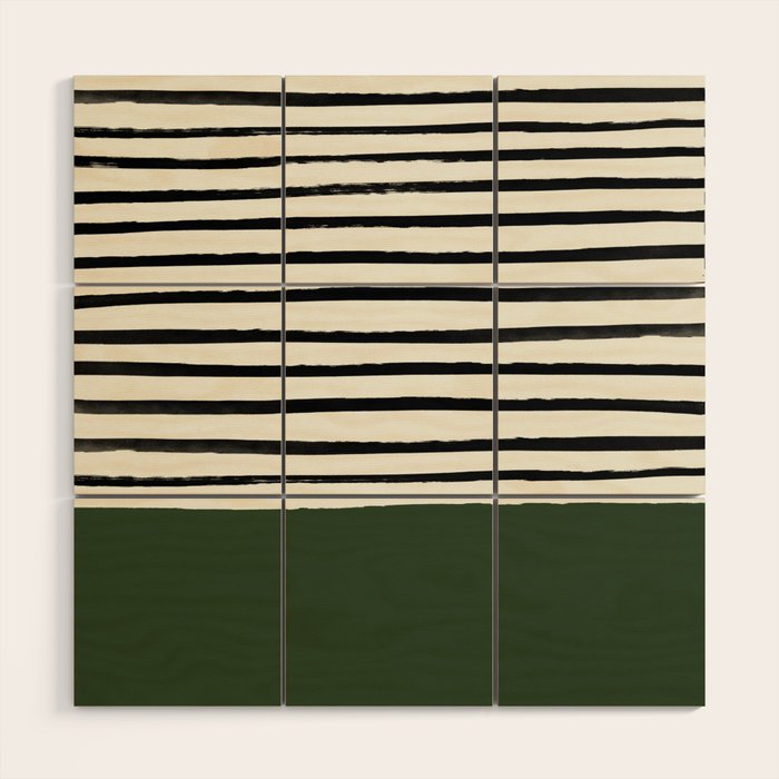 Forest Green x Stripes Wood Wall Art