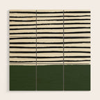 Forest Green x Stripes Wood Wall Art Gallery Image 1