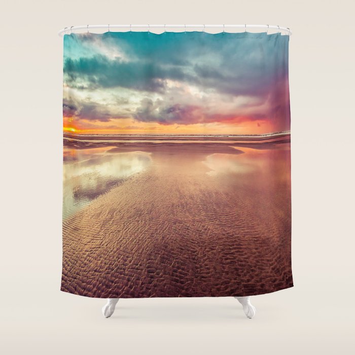 Beach Love Ocean Sunset Shower Curtain Gallery Image 1