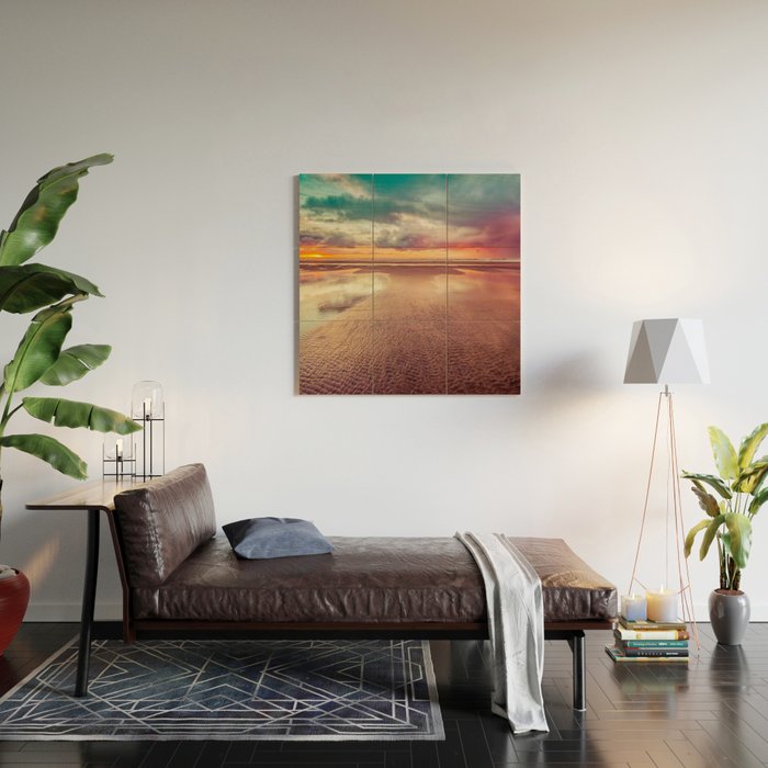Beach Love Ocean Sunset Wood Wall Art Gallery Image 2