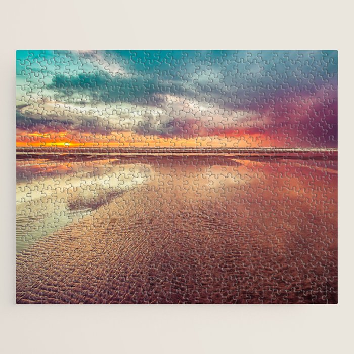 Beach Love Ocean Sunset Jigsaw Puzzle Gallery Image 1